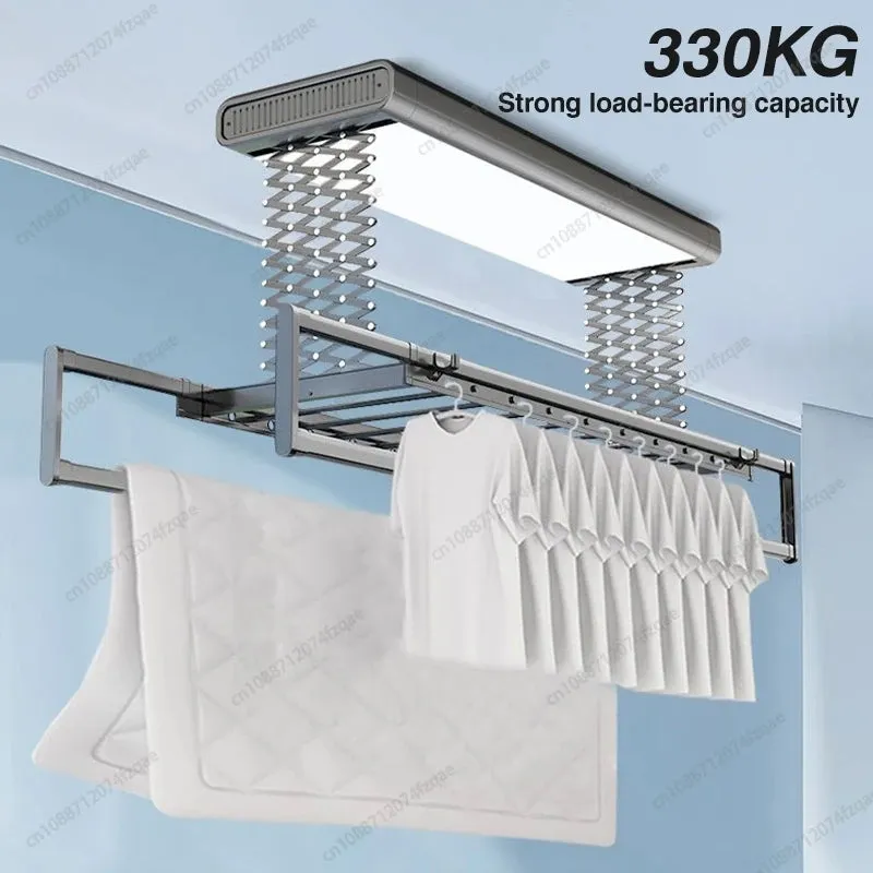 Electric Remote Control Lifting Clothes Drying Rack - Foldable and Extendable Aluminum Alloy Design