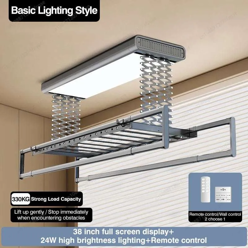 Electric Remote Control Lifting Clothes Drying Rack - Foldable and Extendable Aluminum Alloy Design