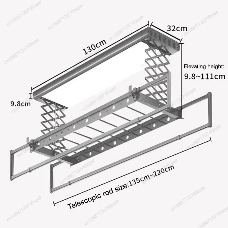Electric Remote Control Lifting Clothes Drying Rack - Foldable and Extendable Aluminum Alloy Design