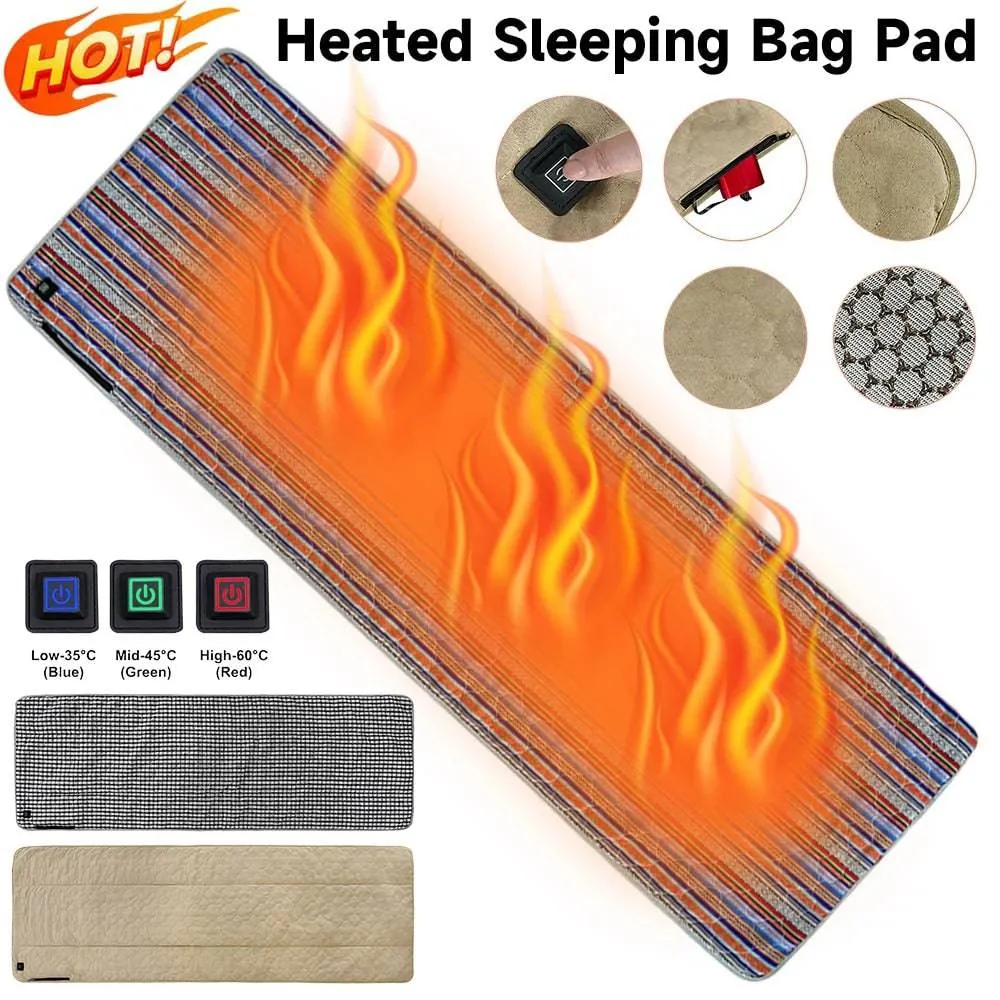 Heated Sleeping Bag Pad USB Charge Sleeping Bag Mattress Portable Heating Sleeping Sheet for Winter Keep Warm Camping Backpackin