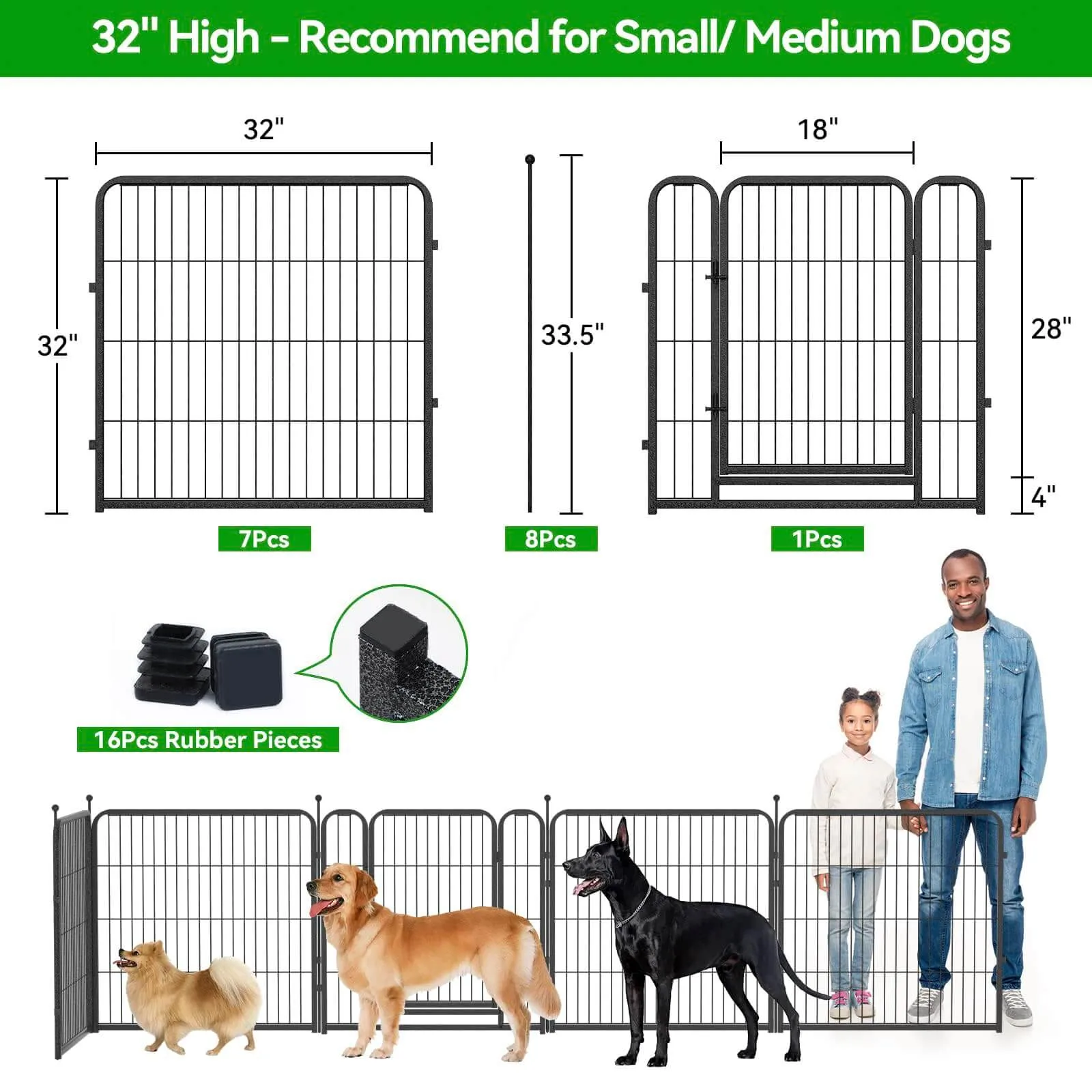 Heavy Duty Dog Playpen 32"W Indoor Outdoor