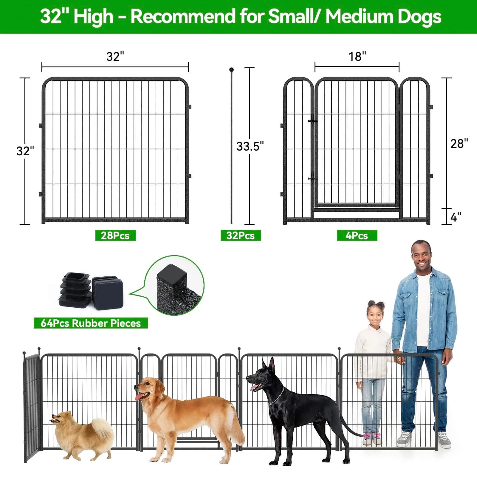 Heavy Duty Dog Playpen 32"W Indoor Outdoor