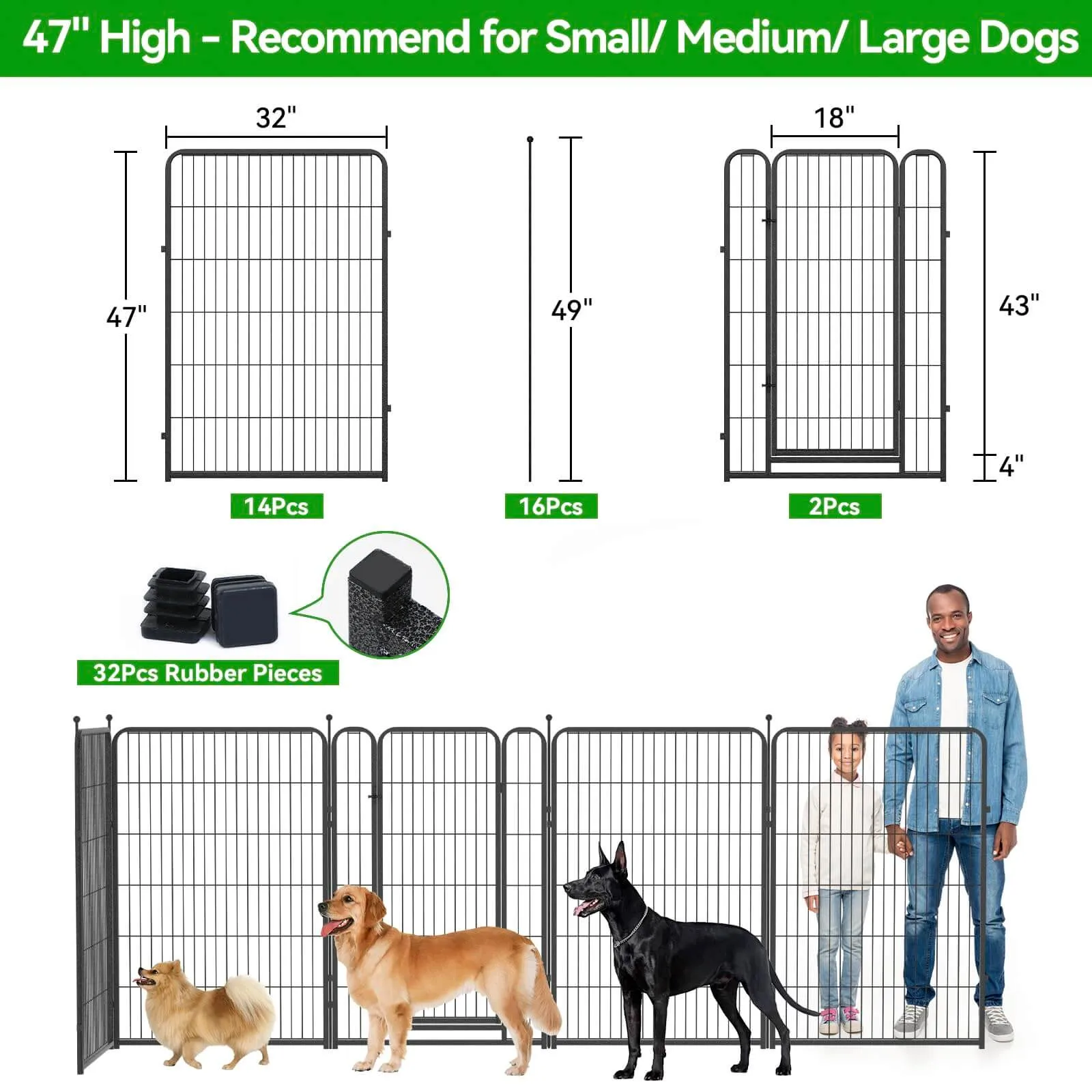 Heavy Duty Dog Playpen 32"W Indoor Outdoor