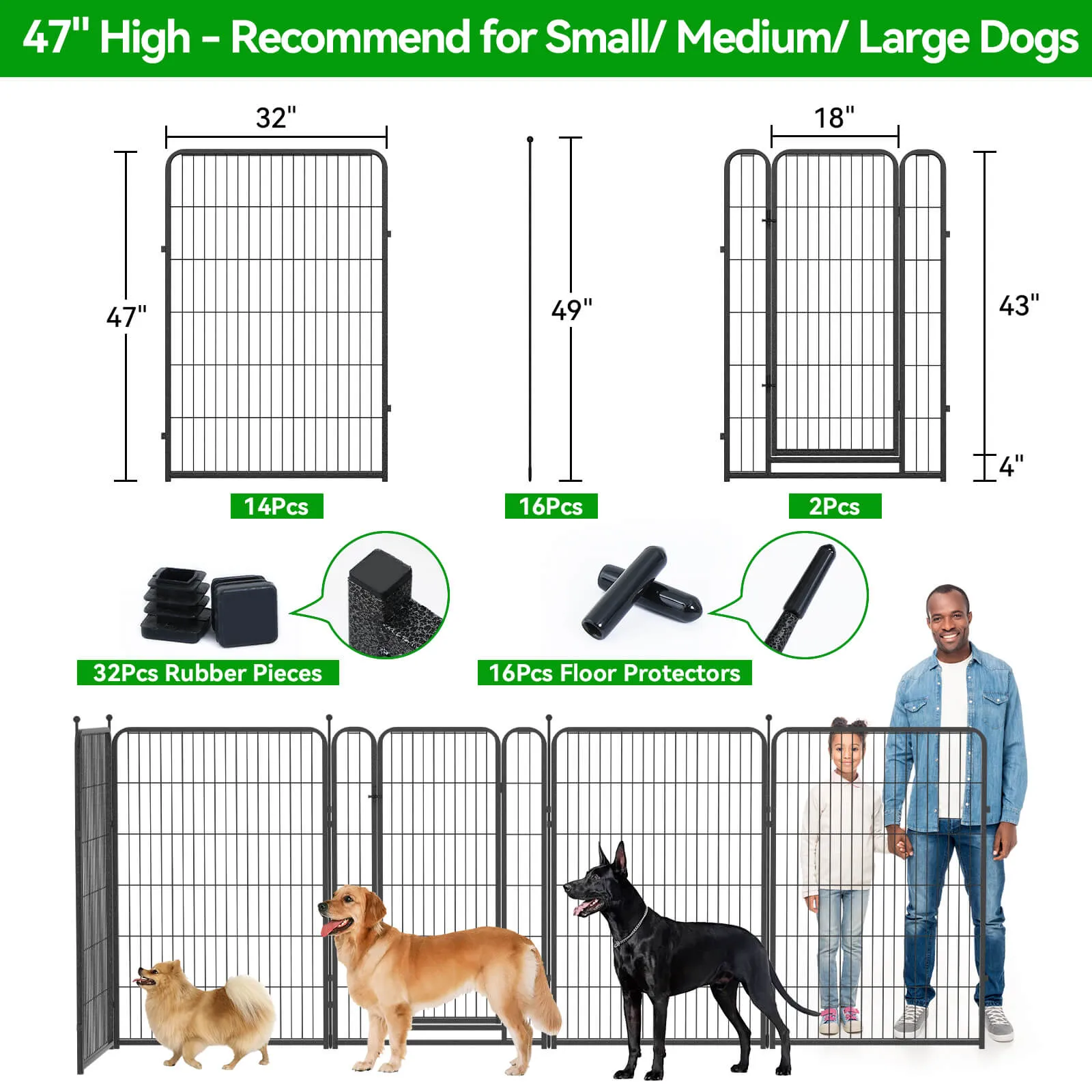 Heavy Duty Dog Playpen 32"W Indoor Outdoor