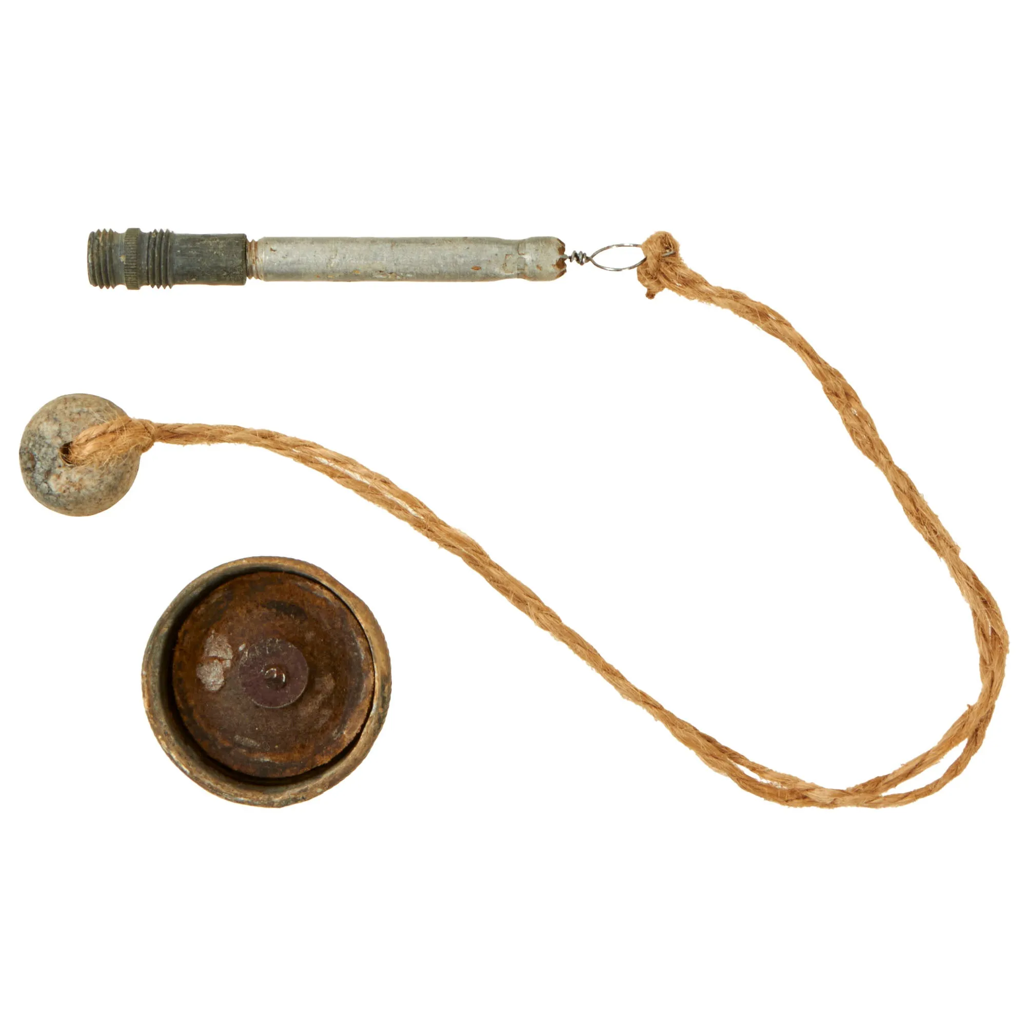 Original German WWII Inert M-24 Stick Grenade with Pull Cord & Fuze