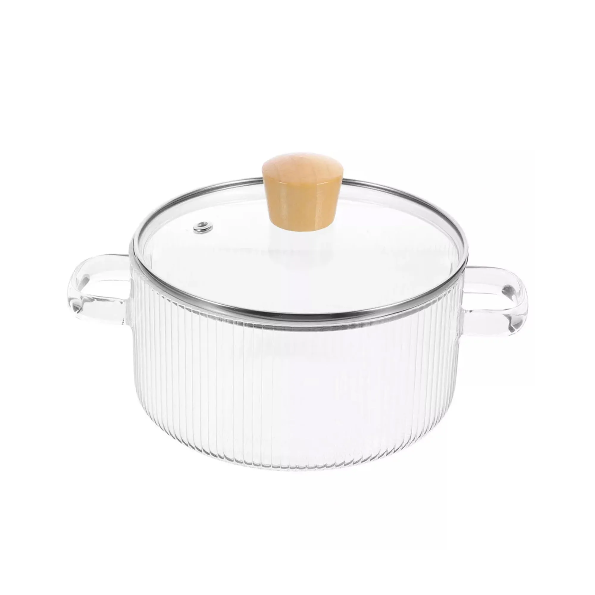 USHA SHRIRAM Borosilicate Tope with Lid & Handle (1.4L) | Handi Casserole | Small Milk Tea Pan | Boiling Pan | Patila for Boiling | Glass Cookware for Gas Stove | Gift for Housewarming (Clear)